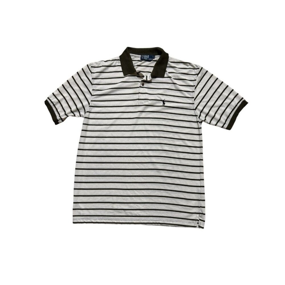 Polo Ralph Lauren 2XL OliveGreen White Striped Polo Shirt